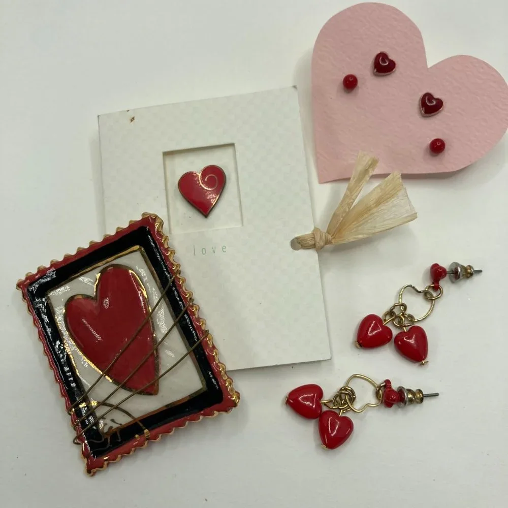 Heart Valentine Earrings and Brooches Enamel Pin